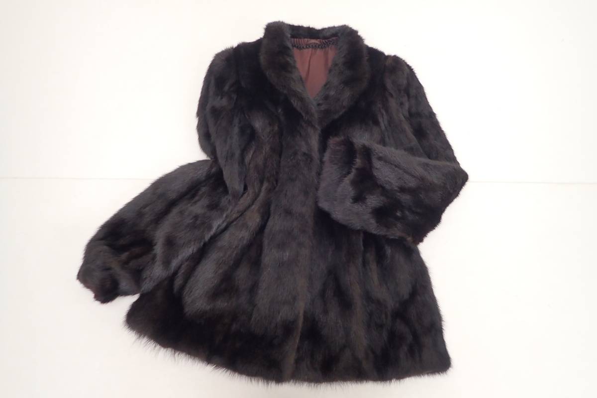 ハーフコート ミンク 毛皮 茶系 良品◇palody ブラウン 0 MINK ファー 