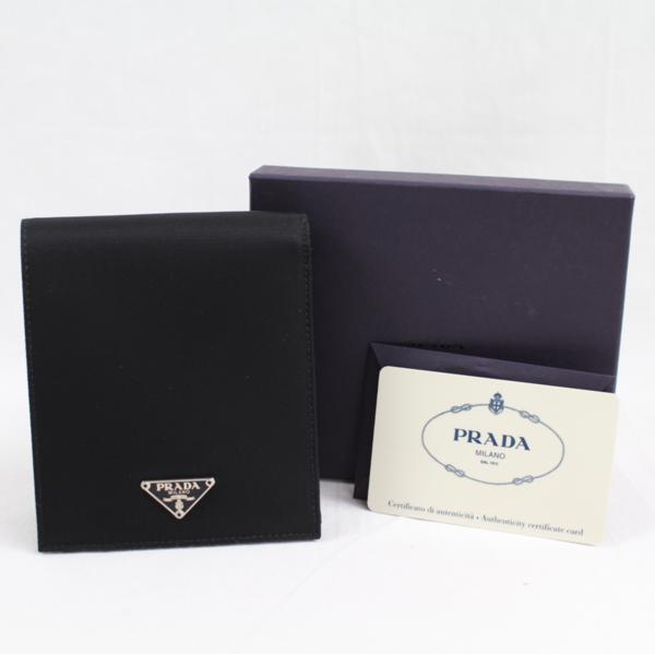 未使用品 プラダ PRADA ナイロン 二つ折り財布 メンズ ブラック ギャラ