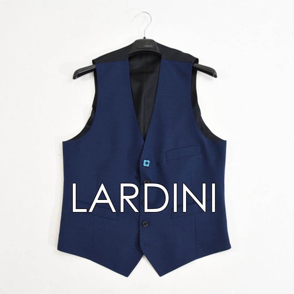 LARDINI ベスト ジレ ツイード ブートニエール フラワーピン