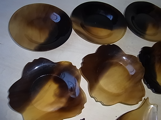 鯨 べっこう 茶托 3組/15客まとめて 煎茶道具/茶器/鯨髭/鯨工芸/くじら