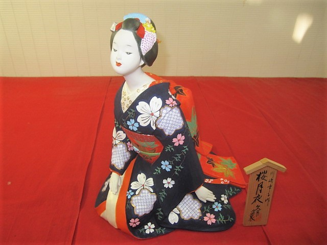 川崎幸子（伝統工芸士）作 「桜月夜」 博多人形(日本人形)｜売買された