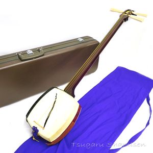 高級品 津軽三味線 太棹 紅木 丸打胴ハードケー ス付 弦楽器 日本楽器