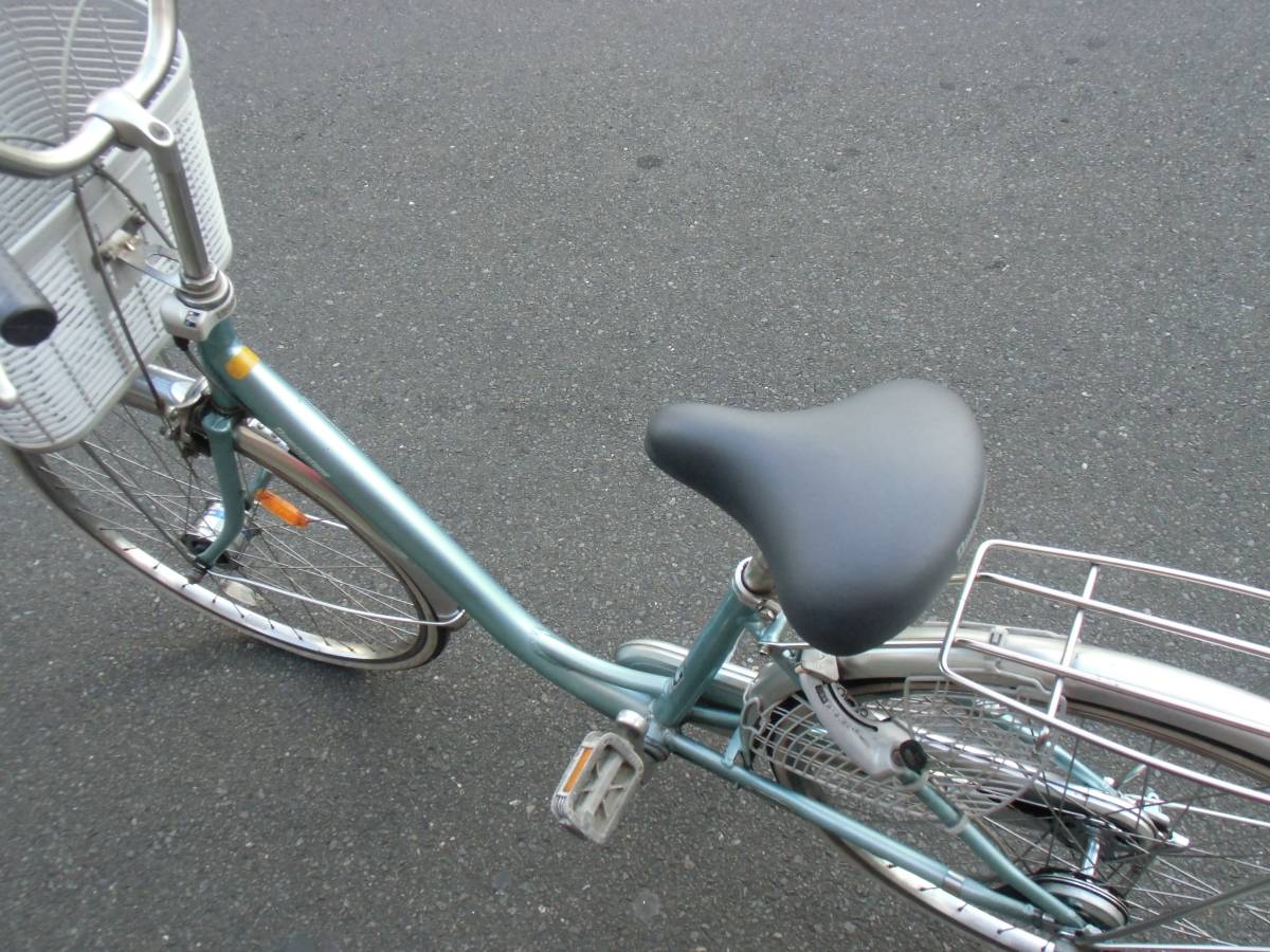 〓中古美品ブリヂストン軽量アルミ自転車〓26インチ★LEDオートライト★スカイ（ブルー系）