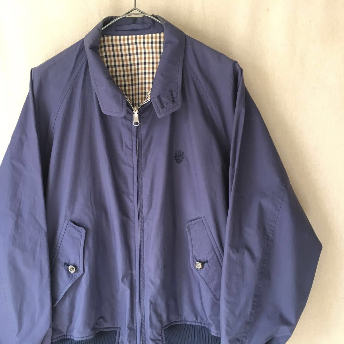 Aquascutum リバーシブル スイングトップ / ネイビー チェック 