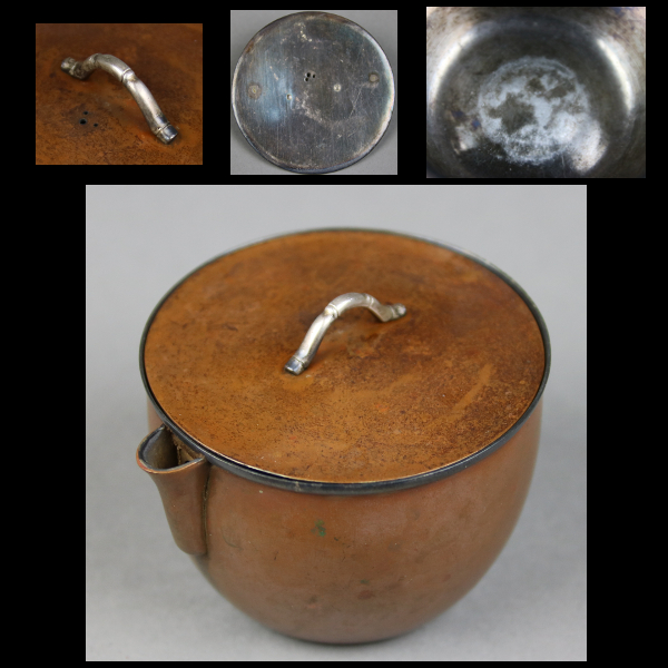 金工師木村清五郎（清雲）造黄銅菊頭四方すかし飾火箸共箱CR8195