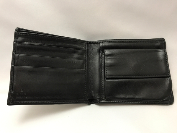 新品同様-超美品】グッチ ラウンドファスナー財布 黒 レザー ゴールド