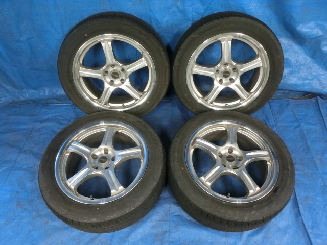 511563★E51/エルグランド【EXCHANGE】18×7.5J オフセット+40★5H PCD 114.3★18インチアルミ 1台分★235/50R18 タイヤ付