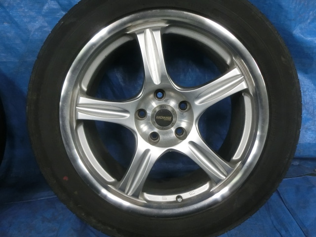 511563★E51/エルグランド【EXCHANGE】18×7.5J オフセット+40★5H PCD 114.3★18インチアルミ 1台分★235/50R18 タイヤ付