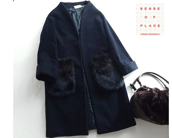 SENSE OF PLACE by URBAN RESEARCH□Vネックファーポケットファー 
