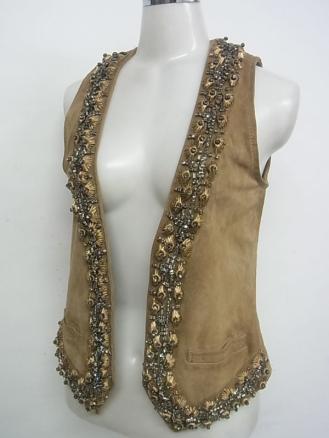 DSQUAREDディースクエアード　ビジュー付きスウェードレザーベスト　本物　G　1212　bx　013997