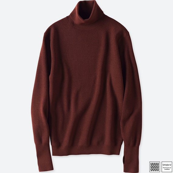 即決新品/MEN■Uniqlo U/ユニクロユー メリノブレンドタートルネックセーター(長袖)XL 茶 ユニクロ×ルメール 2017AW 限定サイズ