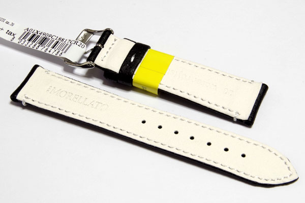 【送料無料・バネ棒付】20mm幅 モレラート RACE(レース） 黒に白ステッチ