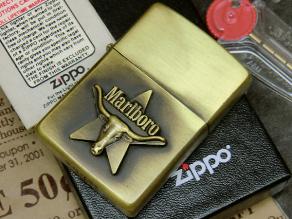 懸賞 1992 Marlboro Zippo(Antique Brass) Long Horn Star マルボロ 
