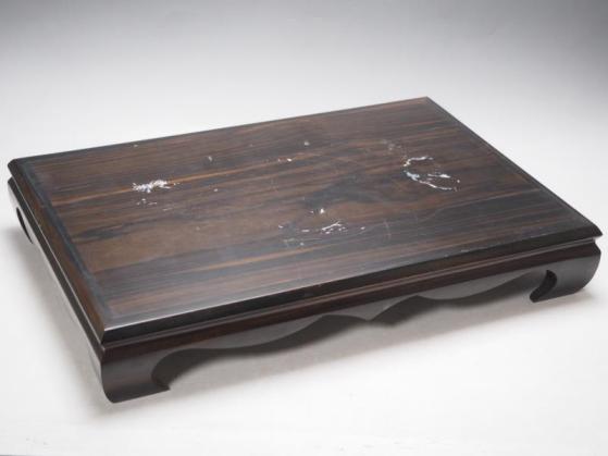 TD03005 【 黒檀製 大型 花台 幅48cm 】 検) 華道具 木製 唐木 黒丹