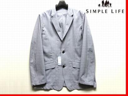 春夏 新品 シンプルライフ 正規品 テーラードジャケット LL 白青紺黒 チェック SIMPLE LIFE 自宅で洗えます!!