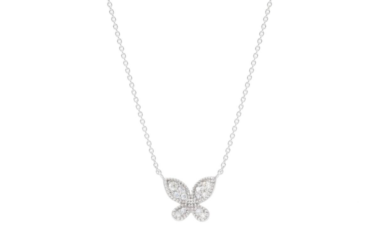 ◇0.11ct 天然ダイヤモンド バタフライモチーフ Pt900 ネックレス 