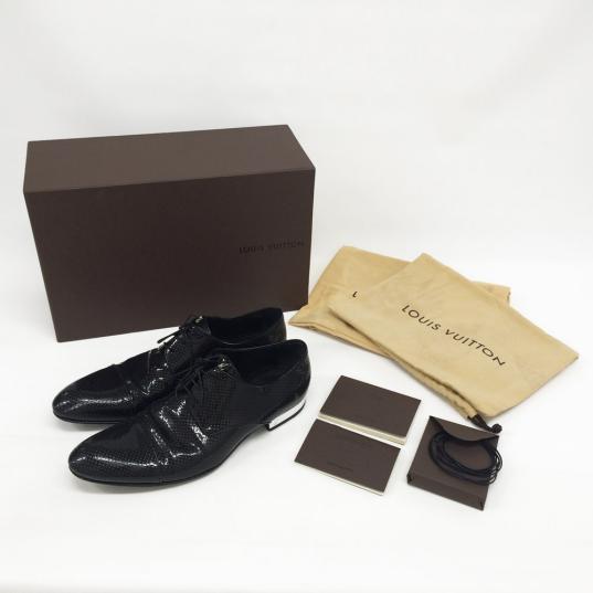 TH60 LOUIS VUITTON ルイ・ヴィトン パンチングレザー エナメル メンズ シューズ 7 1/2 （26.5cm相当）