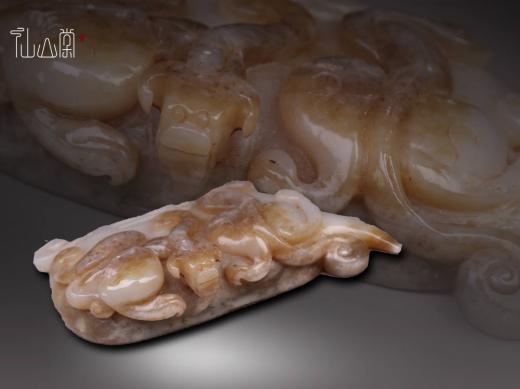 1803Y32171】中国 漢 和田玉精彫 高古玉『瑞獣』開運玉器 置物 貴重
