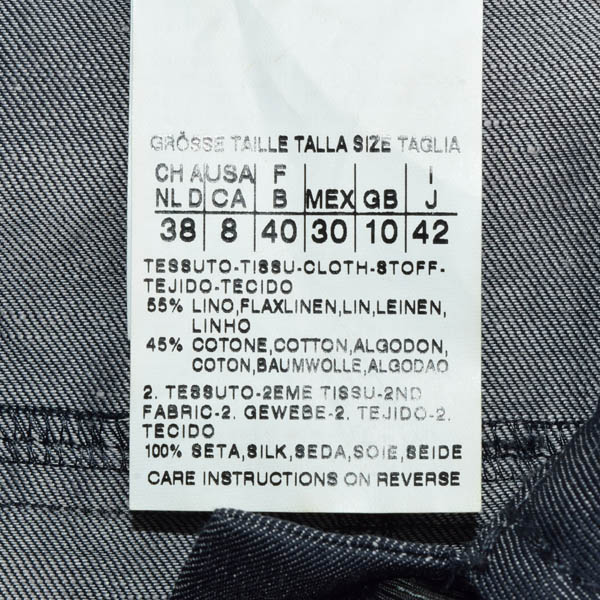 ★MaxMara・マックスマ－ラ★麻混 ミモレ丈 ワンピース I：42 F：40 US：8★ネイビー系×黒★[春物 SALE]★18aw57