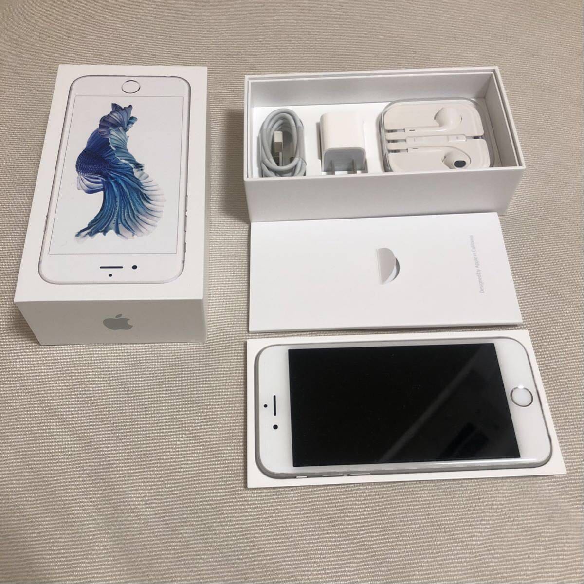 即決】Apple iPhone 6s 128GB シルバー SIMフリー 純正ケース付き 美品