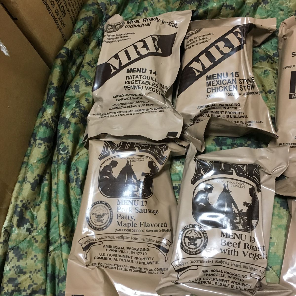 未開封 検品 米軍 戦闘食 MREレーション ミリメシ非常食 ケースB 8個