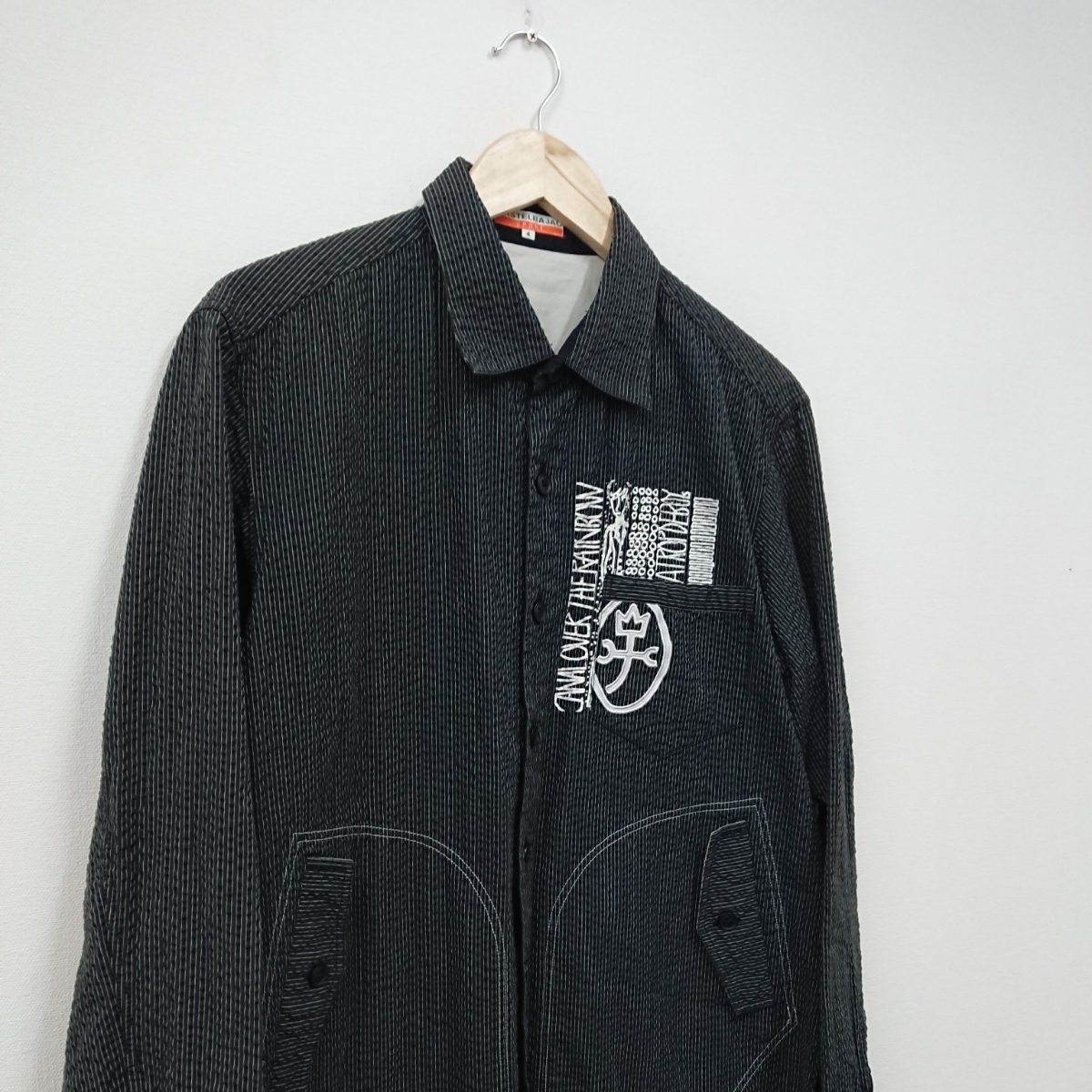 ライカ社 カステルバジャック シャツジャケット 4 黒 ストライプ 良好