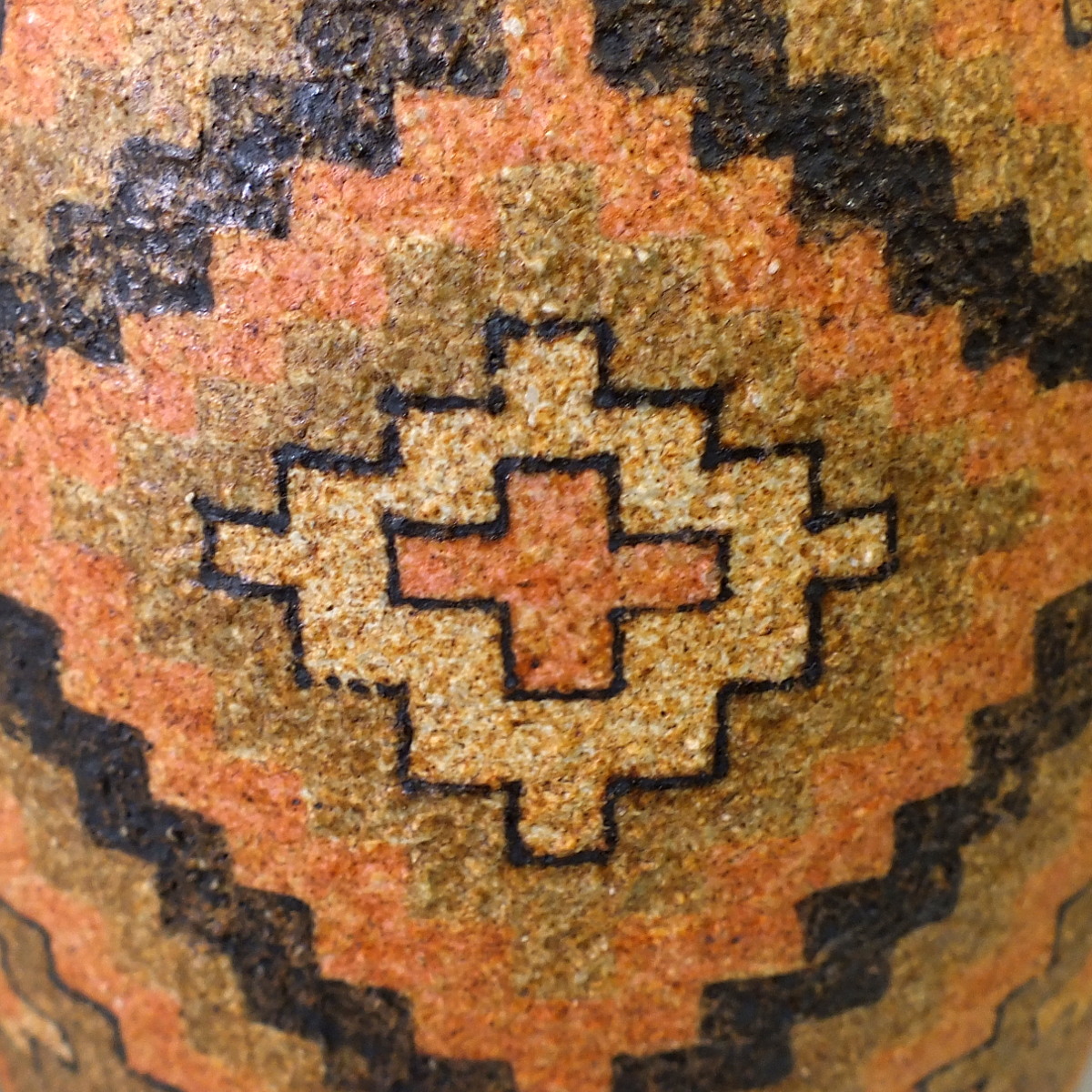 即決(おたからや美術画廊)奥田知樹○灰釉層紋器/益子焼/共箱/銘あり