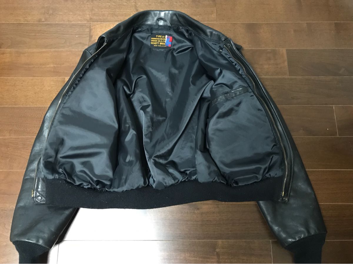 schott 42の通販 黒 レザージャケット a2 フライトジャケット 0 A-2 美品□