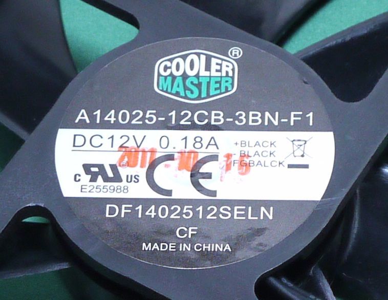 140mm FAN 14センチ　ファン　25mm厚 12V　0.18A 　低速 Cooler Master　A14025-12CB-3BN-F1_2