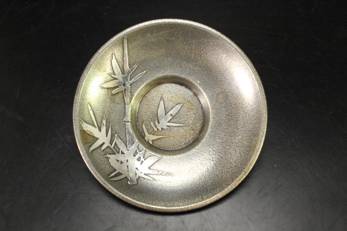 金閣】 煎茶唐物白磁碗錫茶托五件籠旧家蔵出(Y306