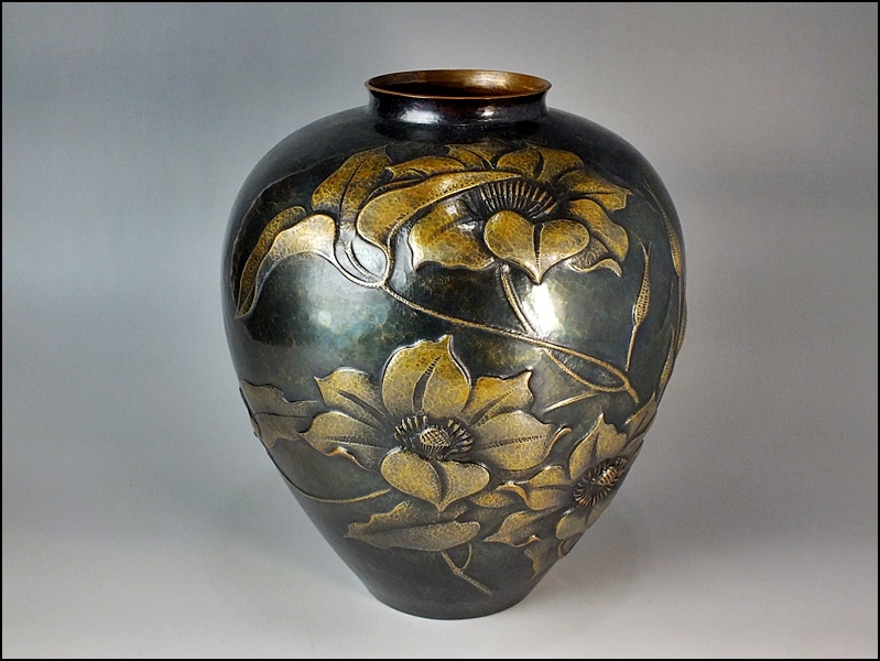 玉川堂 花瓶 共箱 - 花器 鎚起銅器 メルカリ 木箱 花生 銅器 三越 名入