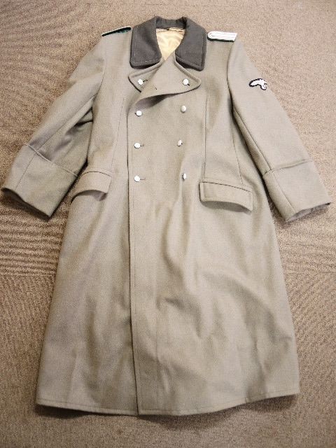 598/○ナチス ドイツ軍 山岳猟兵 エーデルワイスワッペン付 ロングコート グレー ナチスコート 軍物 ミリタリー