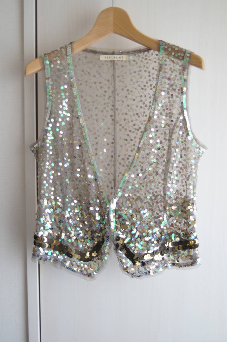 即決！美品 レキサミ REKISAMI スパンコールジレ