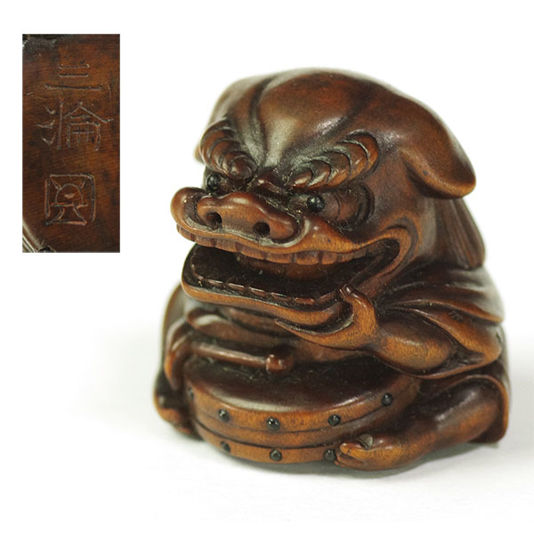 takekore】三輪 獅子舞木彫根付 z04(根付)｜売買されたオークション