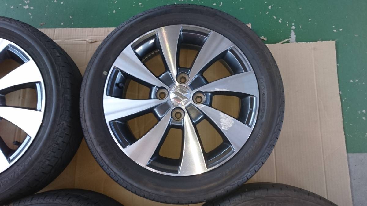 スズキ純正アルミ15X4.5J+45 PCD100 4H ＆タイヤ165/55R15 4本セット