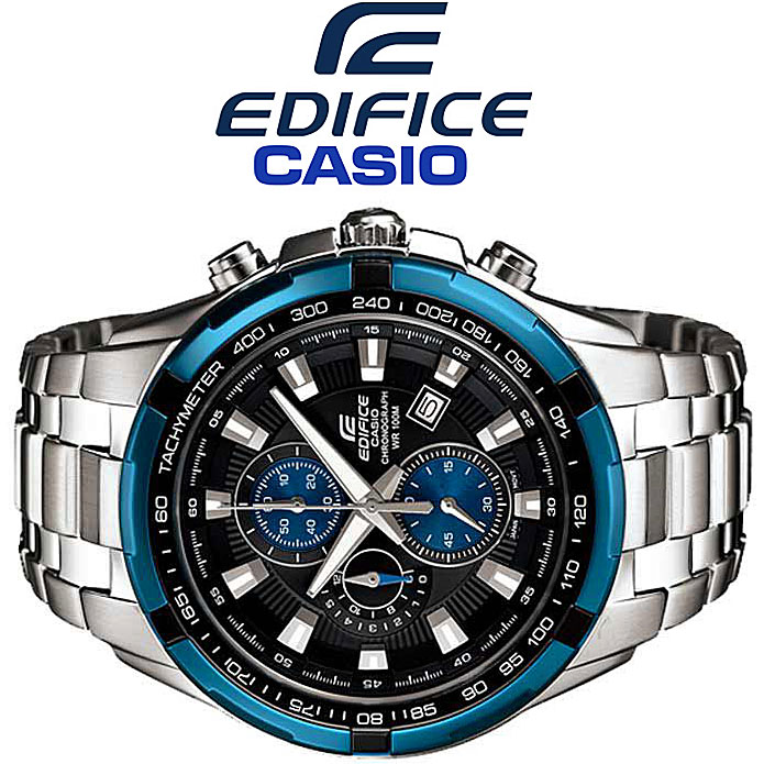 カシオ 逆輸入 EDIFICE クロノグラフ 1円×3本 コバルトブルー 100m防水 