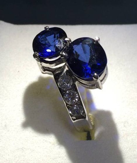ダイヤモンド 5.0ct コーンフラワーブルーサファイア 1.7ct ブルー 