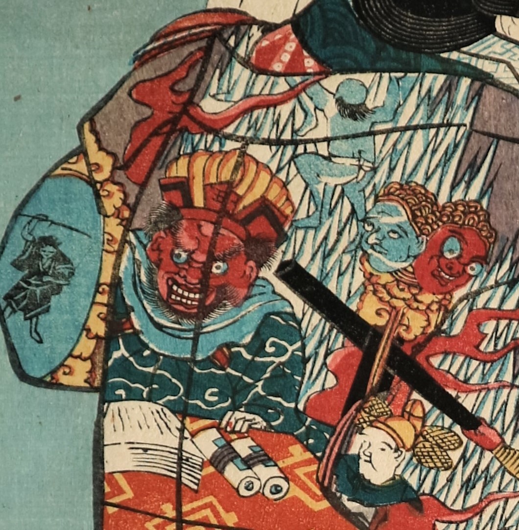 浮世絵.木版.本物232豊国「一休禅師・中村福助 游君地獄太夫・中村富