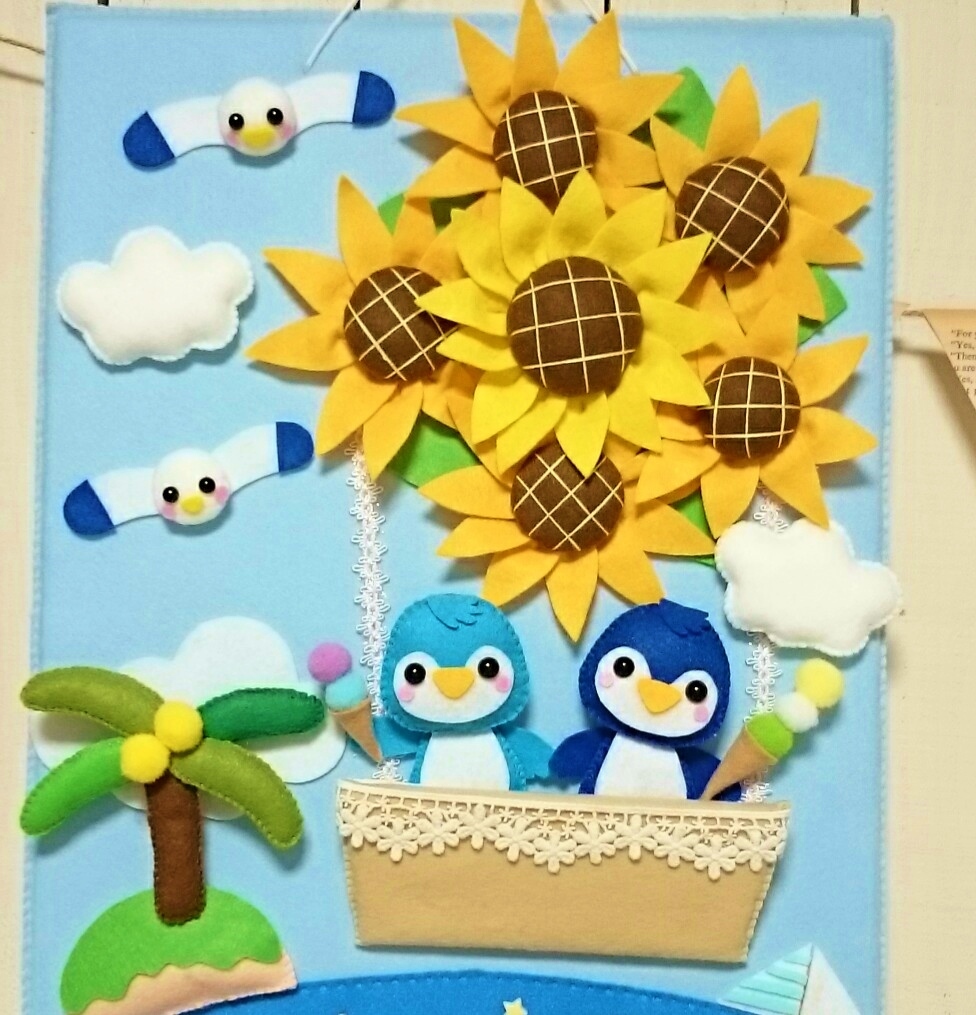 petit chaleur*ハンドメイド*フェルト*リース*タペストリー* 七福神