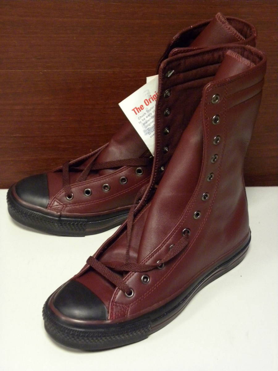 新品 コンバース CONVERSE レザー オールスター ALL STAR LE HI LONG ロング ブーツ ワイン バーガンディ 系 US 5 本革 24 cm