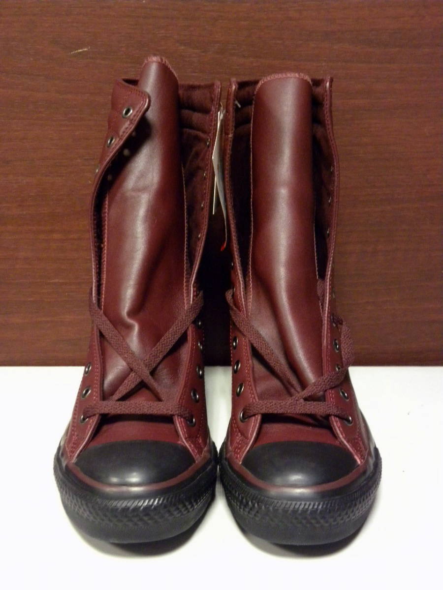 新品 コンバース CONVERSE レザー オールスター ALL STAR LE HI LONG ロング ブーツ ワイン バーガンディ 系 US 5 本革 24 cm