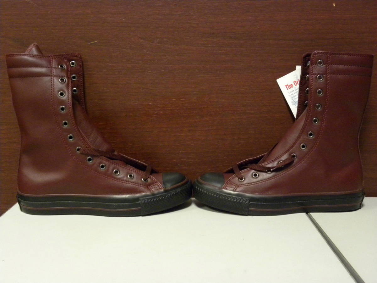 新品 コンバース CONVERSE レザー オールスター ALL STAR LE HI LONG ロング ブーツ ワイン バーガンディ 系 US 5 本革 24 cm