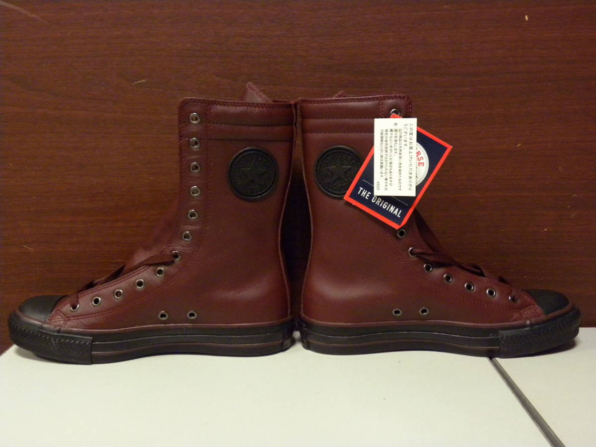 新品 コンバース CONVERSE レザー オールスター ALL STAR LE HI LONG ロング ブーツ ワイン バーガンディ 系 US 5 本革 24 cm