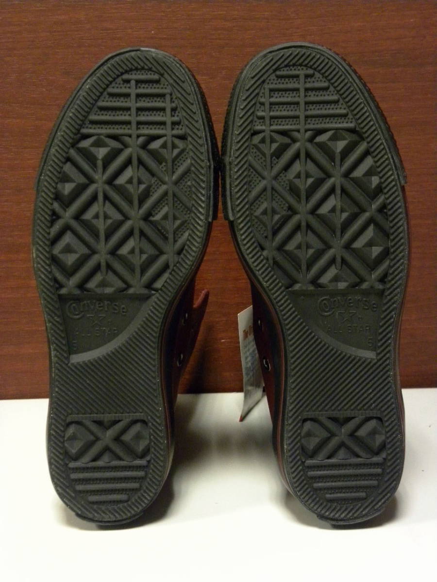 新品 コンバース CONVERSE レザー オールスター ALL STAR LE HI LONG ロング ブーツ ワイン バーガンディ 系 US 5 本革 24 cm