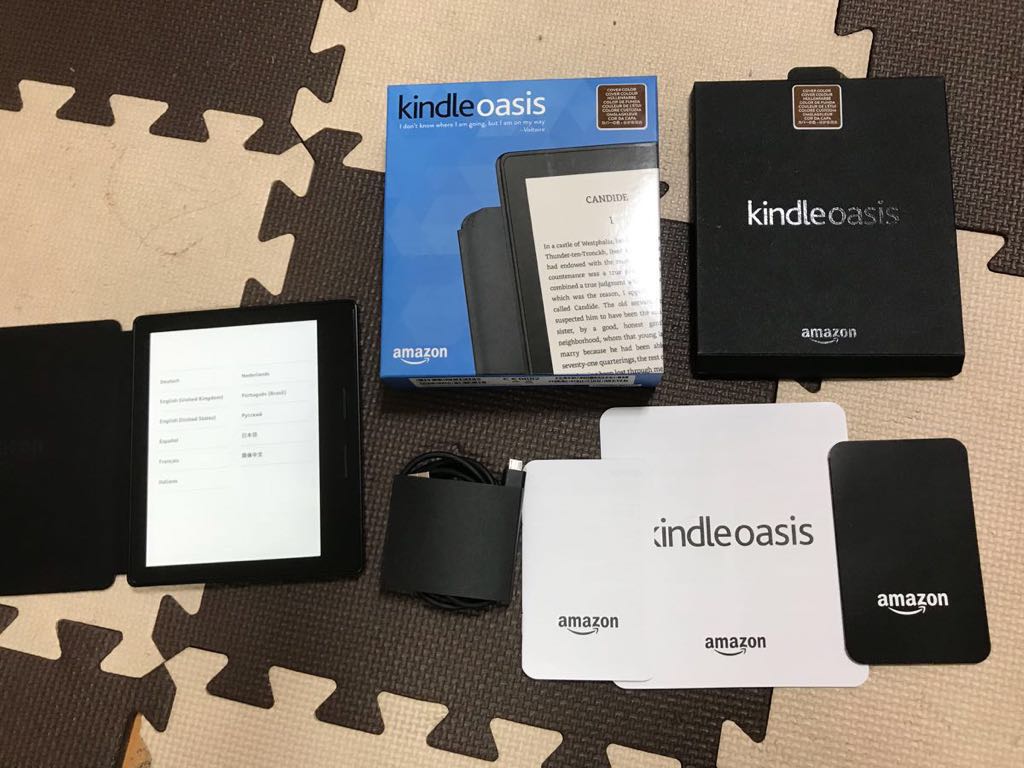amazon□kindle oasis□3G+WiFi□バッテリー内蔵レザーカバー付