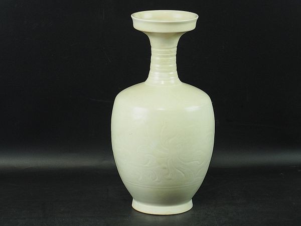 中国 宋時代 定窯 白磁刻花紋花瓶 古美術唐物古玩骨董品 AF3582 宋