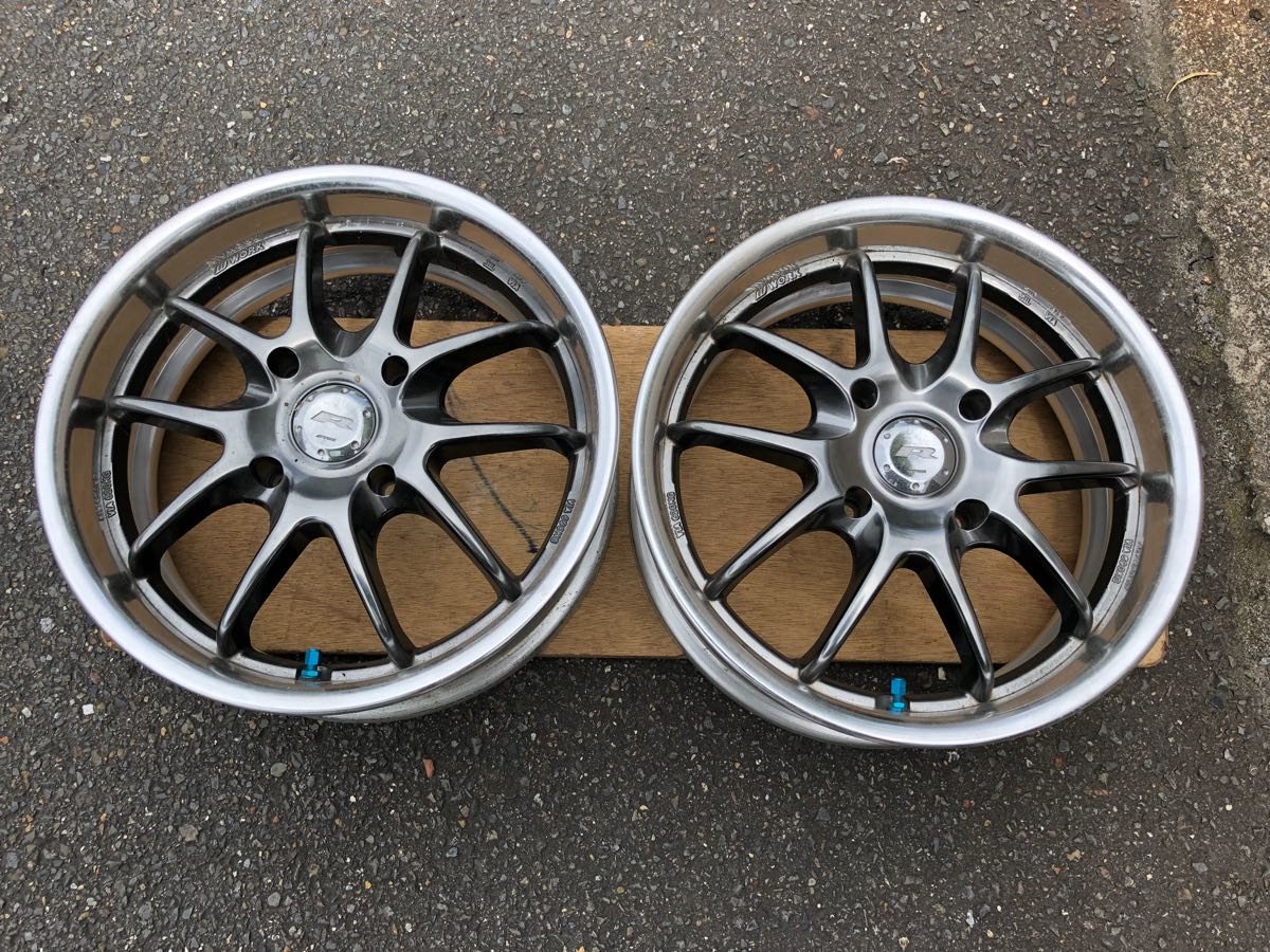 希少品】WORK S2R改 リムポリッシュ&ガンメタスポーク。専用ナット付き 