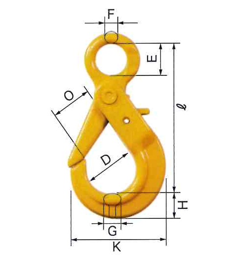 リフテック セルフロックフック SHE-7/8 アイタイプ バネ付 使用荷重1.6t