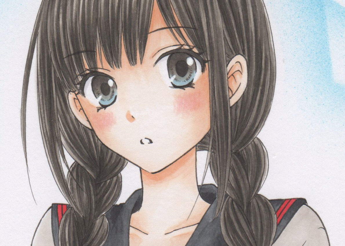 手描きイラスト オリジナル B5 セーラー服 制服 女の子 女子 長袖 三つ