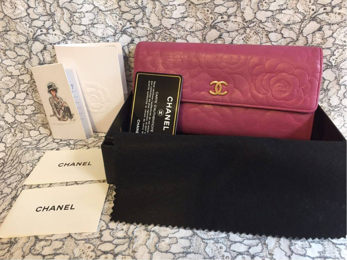 CHANEL 長財布 ブラック レッド 正規品 極美品CHANEL 長財布 カメリア